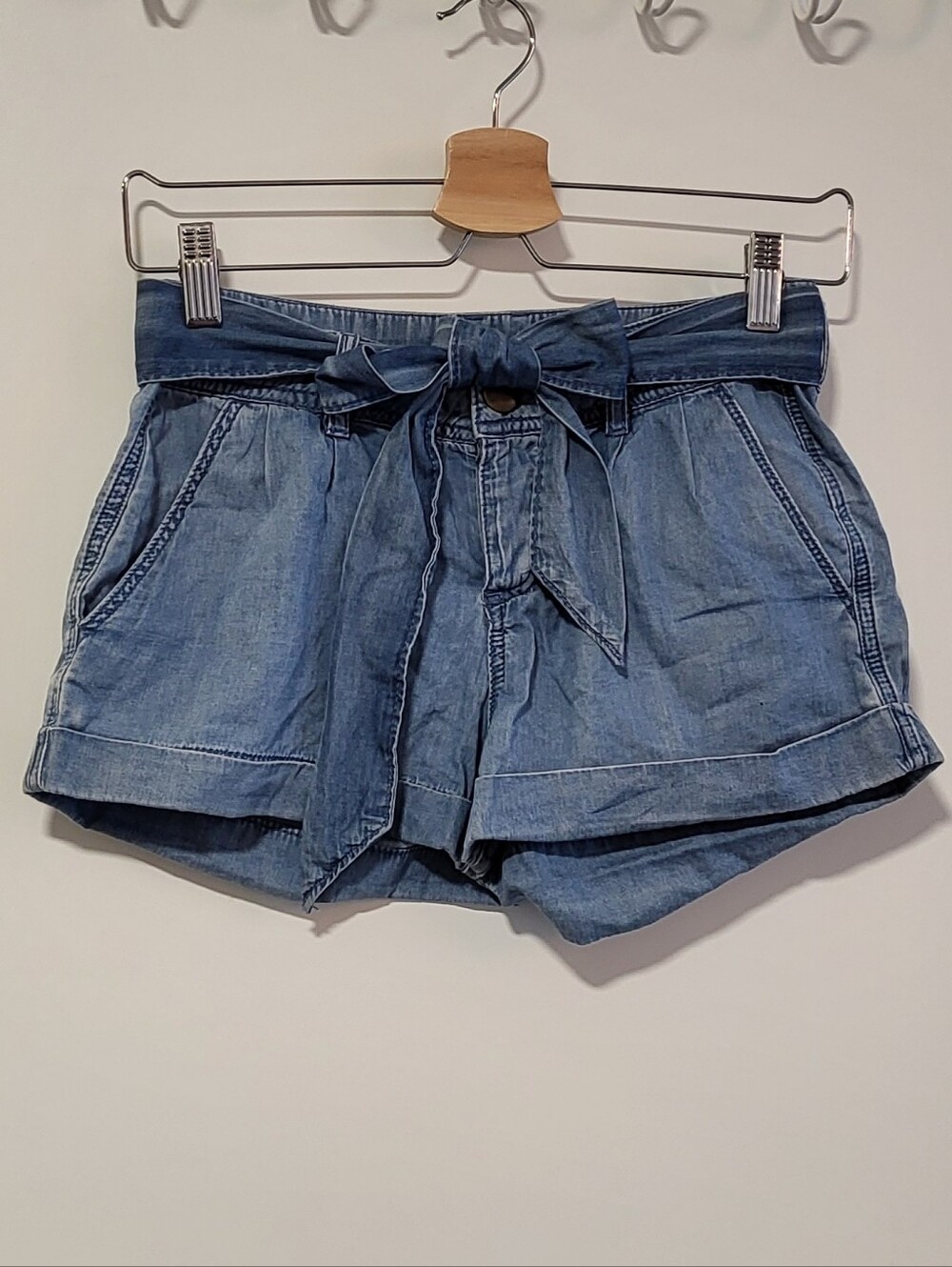 Forever 21 Light Blue Denim Tie-Waist Shorts